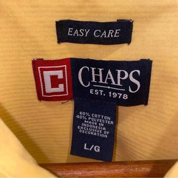 CHAPS Button Down Dress Shirt Size L Beautiful Yellow New With Tags - Picture 4 of 7